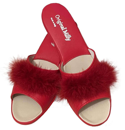 Original Milly 0102 Nappa Rosso (PelleTop) Ciabatta da camera Donna