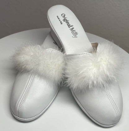 Original Milly 0300 Nappa Bianco (PelleTop) Ciabatta da camera Donna