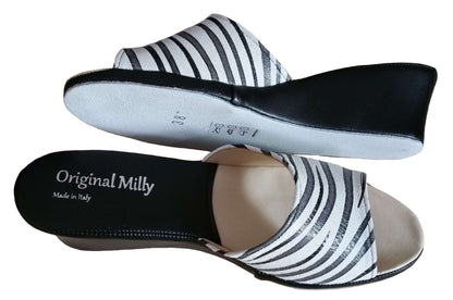 Original Milly 103 Zebrato Nero (Pelle) Ciabatta da camera donna