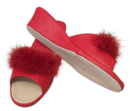 Original Milly 0102 Nappa Rosso (PelleTop) Ciabatta da camera Donna