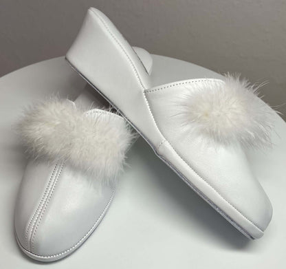 Original Milly 0300 Nappa Bianco (PelleTop) Ciabatta da camera Donna