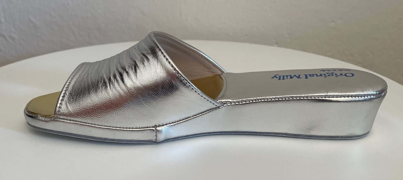 0705 Nappa Argento Suola Bufalo Ciabatte da camera Donna Original Milly Made in Italy