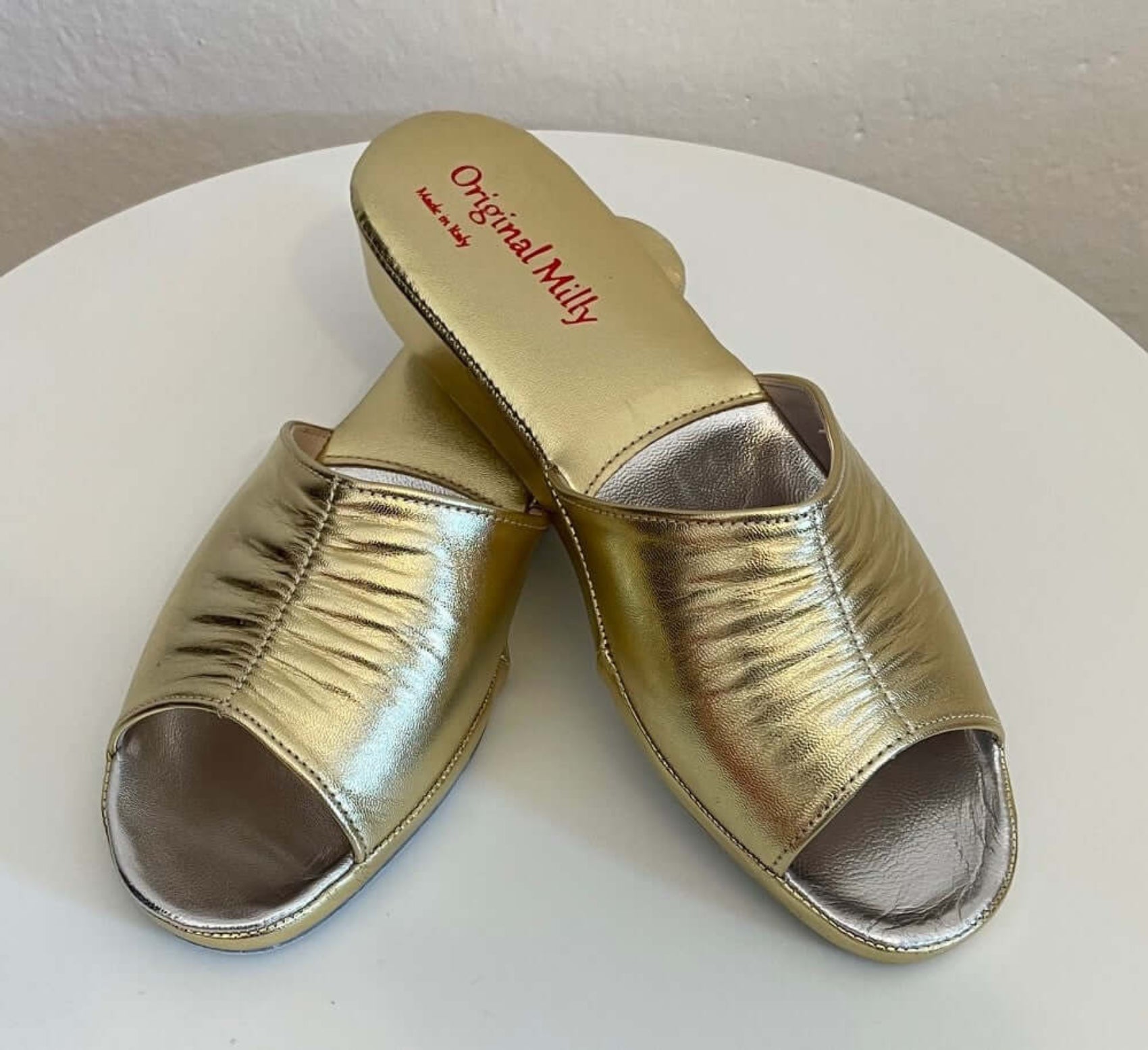 0705 Nappa Oro suola Bufalo Ciabatte da camera Donna Original Milly Made in Italy