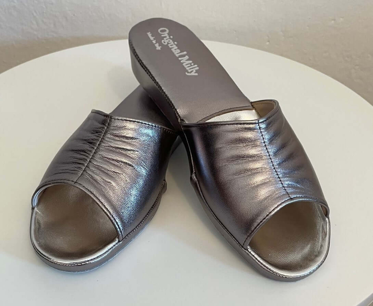 0705 Nappa Piombo suola Bufalo Ciabatte da camera Donna Original Milly Made in Italy
