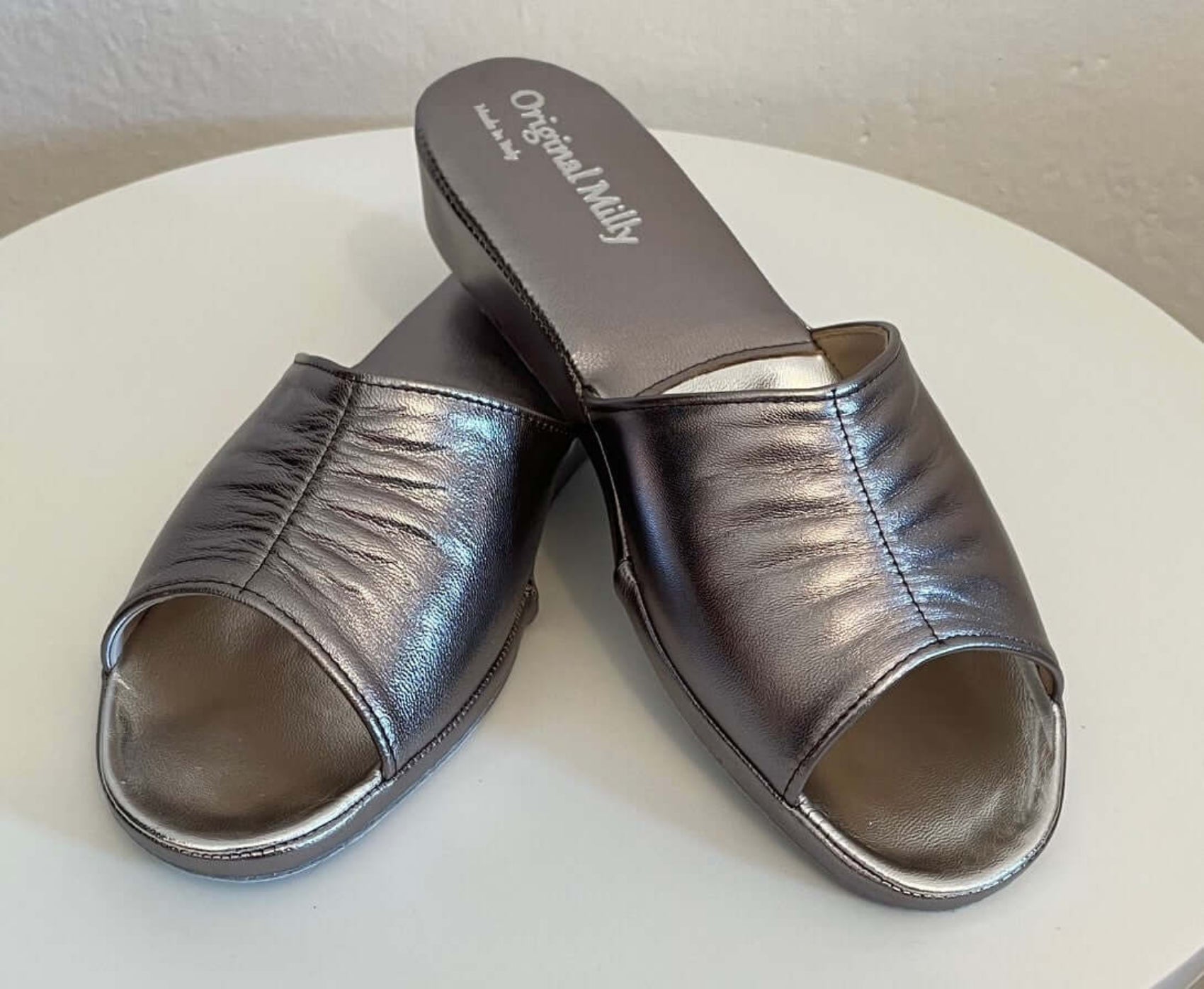 0705 Nappa Piombo suola Bufalo Ciabatte da camera Donna Original Milly Made in Italy