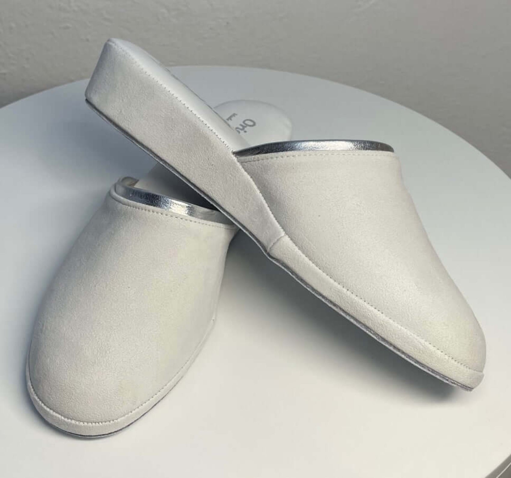 0720 Camoscio Bianco Suola Bufalo Ciabatte da camera Donna Original Milly Made in Italy