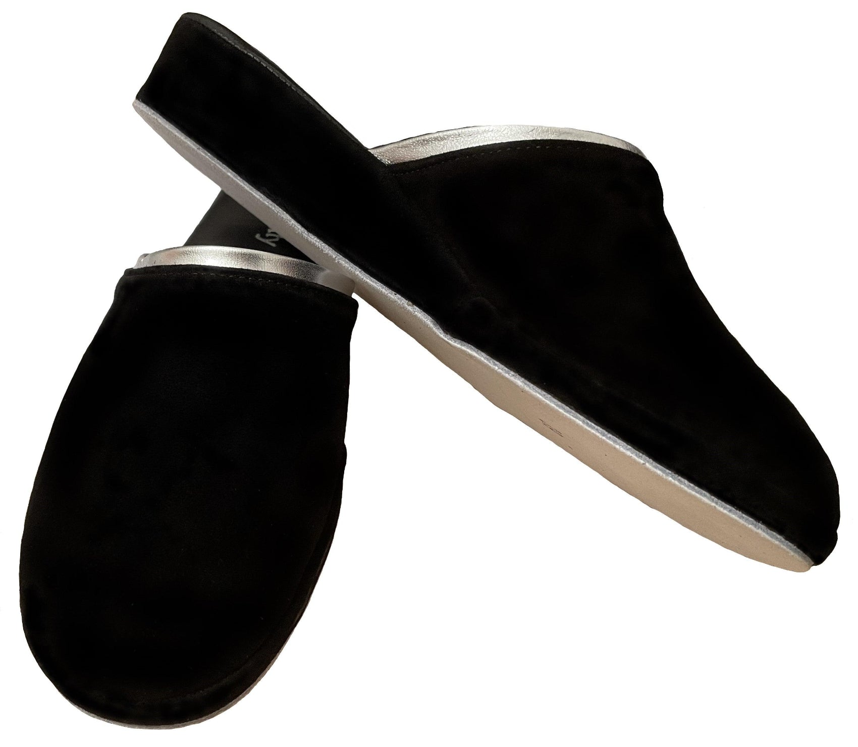 0720 Camoscio Nero Suola Bufalo Ciabatte da camera Donna Original Milly Made in Italy