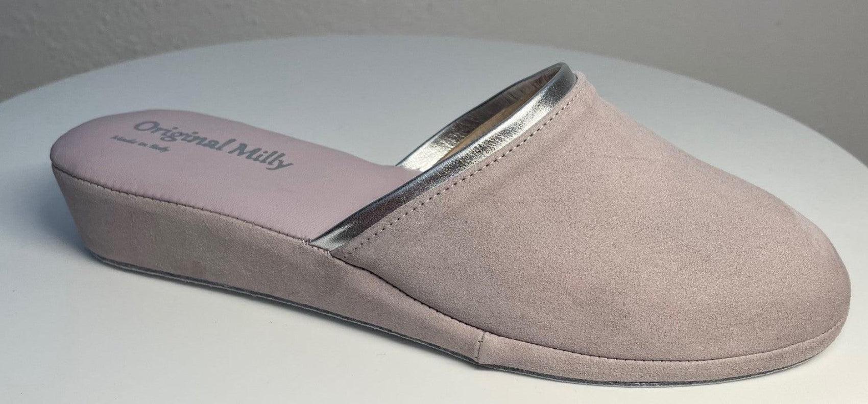 0720 Camoscio Peonia Suola Bufalo Ciabatte da camera Donna Original Milly Made in Italy