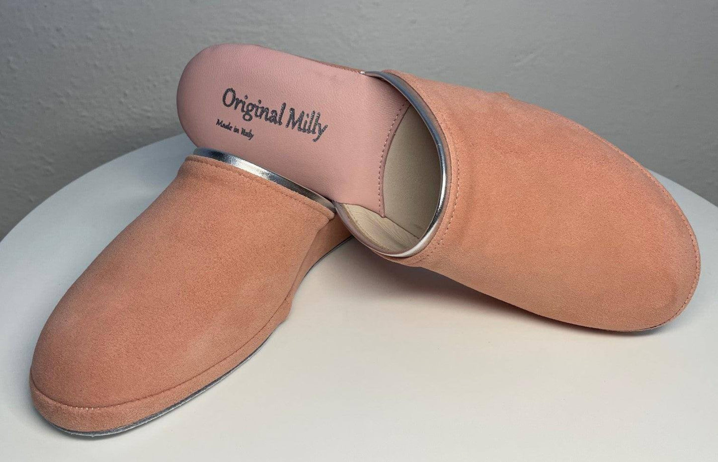 0720 Camoscio Pesca Suola Bufalo Ciabatte da camera Donna Original Milly Made in Italy