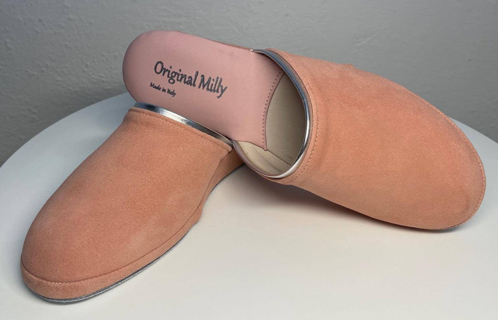 0720 Camoscio Pesca Suola Bufalo Ciabatte da camera Donna Original Milly Made in Italy