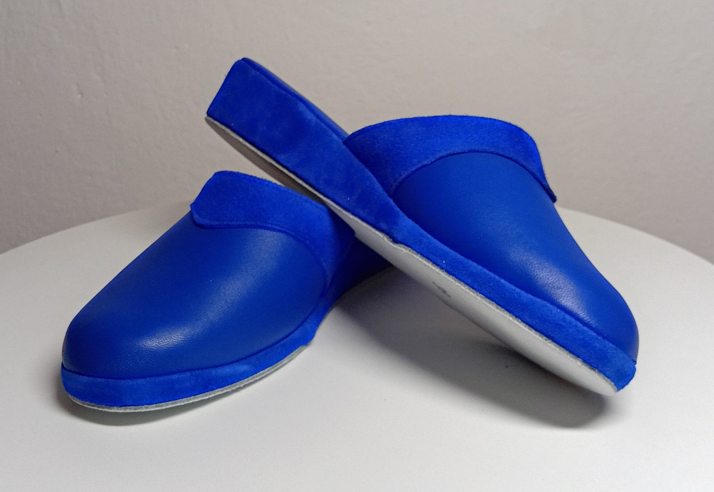 0721 Nappa e Camoscio Blu Ciabatte da camera Donna artigianale Original Milly Made in Italy - Foto N 5
