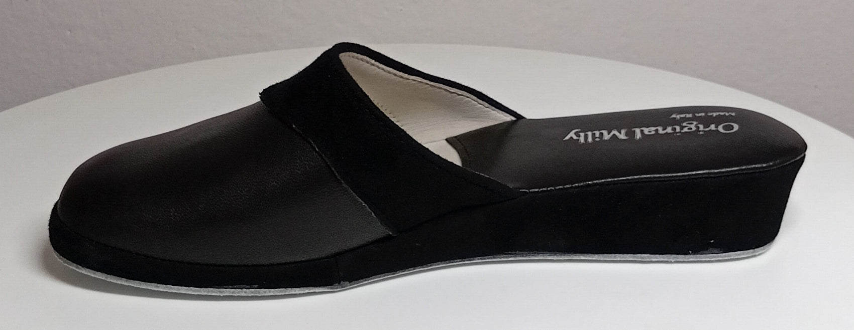 0721 Nappa e Camoscio Nero Ciabatte da camera Donna artigianale Original Milly Made in Italy - Foto N 3
