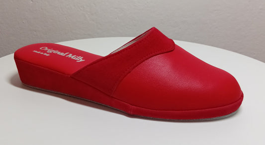 0721 Nappa e Camoscio Rosso Ciabatte da camera Donna artigianale Original Milly Made in Italy - Foto N 2