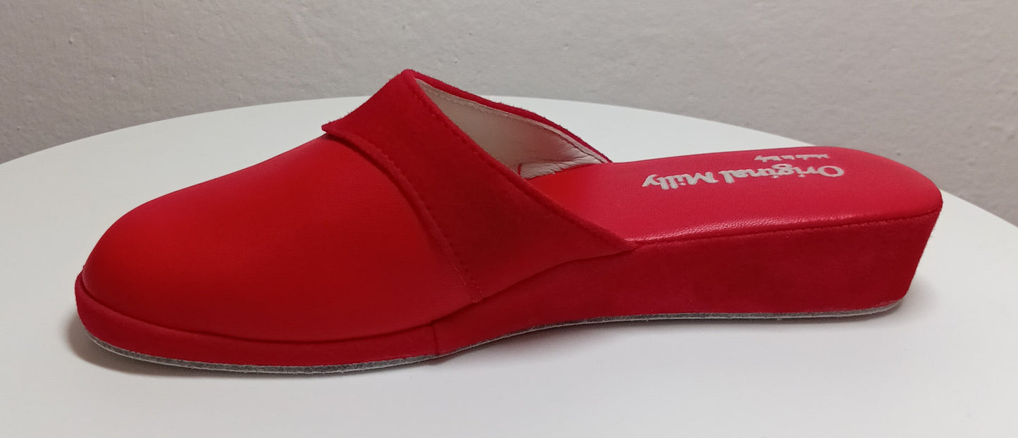 0721 Nappa e Camoscio Rosso Ciabatte da camera Donna artigianale Original Milly Made in Italy - Foto N 3