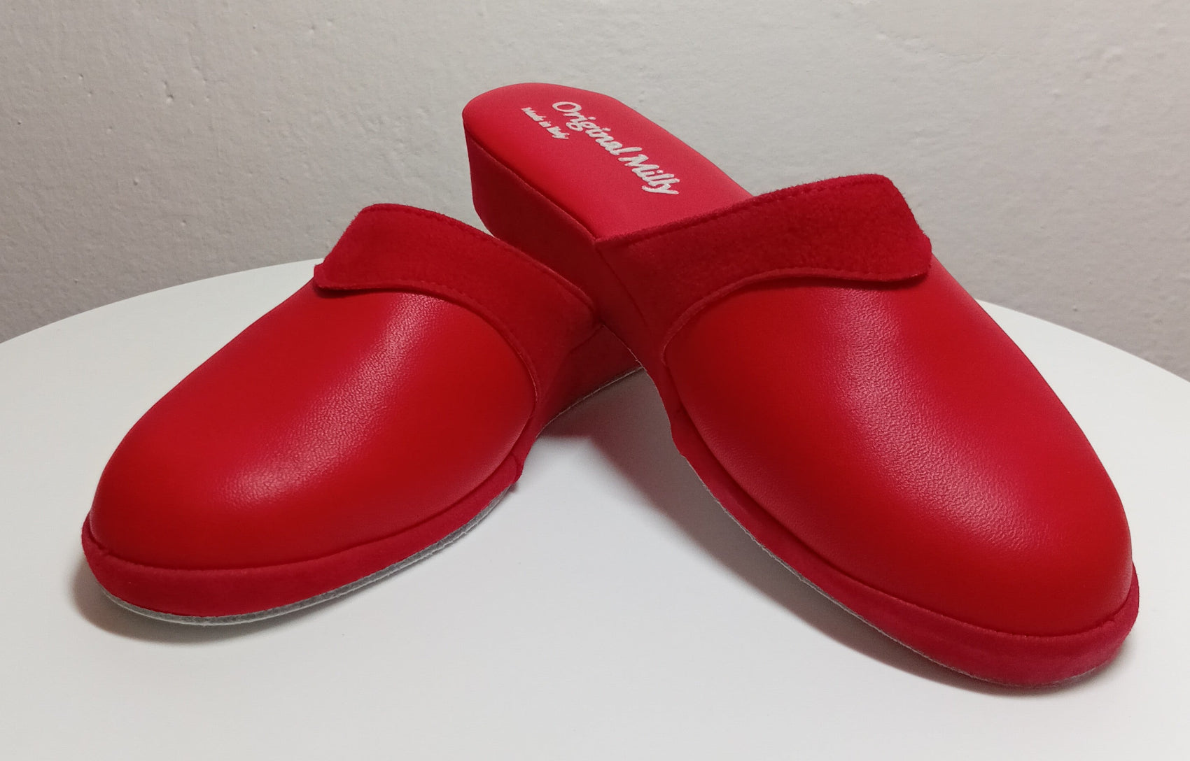 0721 Nappa e Camoscio Rosso Ciabatte da camera Donna artigianale Original Milly Made in Italy - Foto N 4