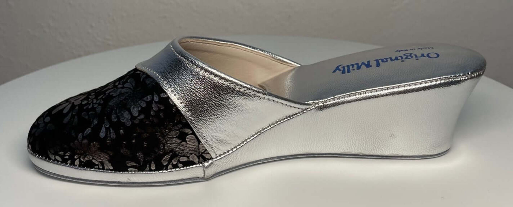 0800 Nappa Argento Suola Bufalo Ciabatte da camera Donna Original Milly Made in Italy