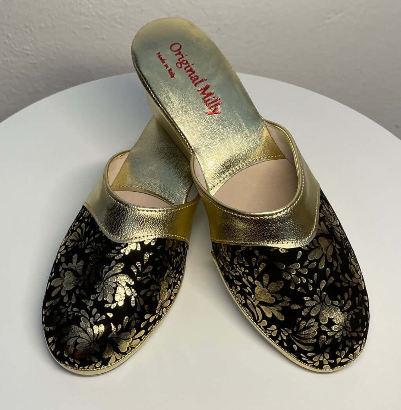 0800 Nappa Oro Suola Bufalo Ciabatte da camera Donna Original Milly Made in Italy