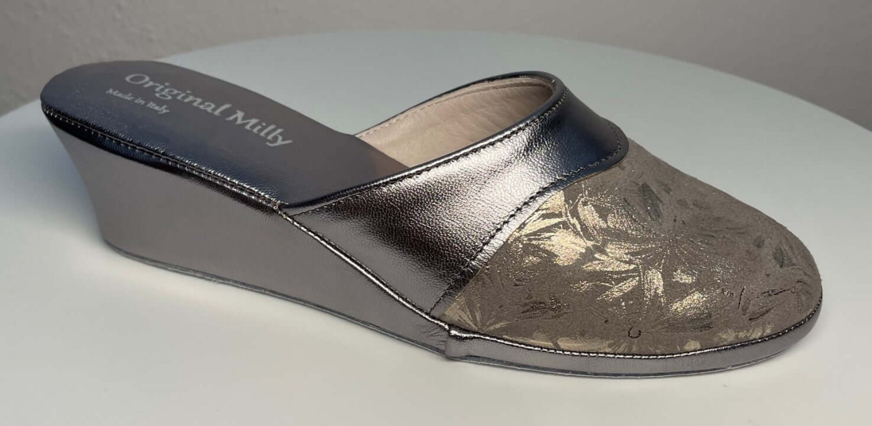 0800 Nappa Taupe Suola Bufalo Ciabatte da camera Donna Original Milly Made in Italy