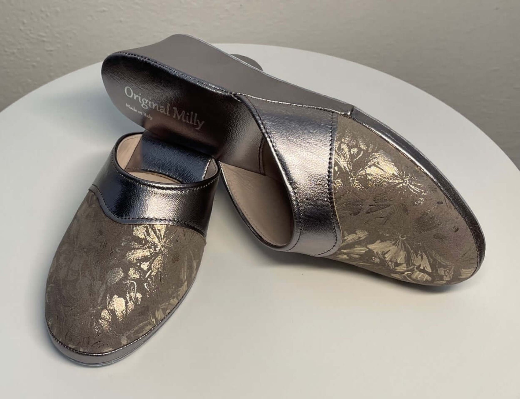 0800 Nappa Taupe Suola Bufalo Ciabatte da camera Donna Original Milly Made in Italy