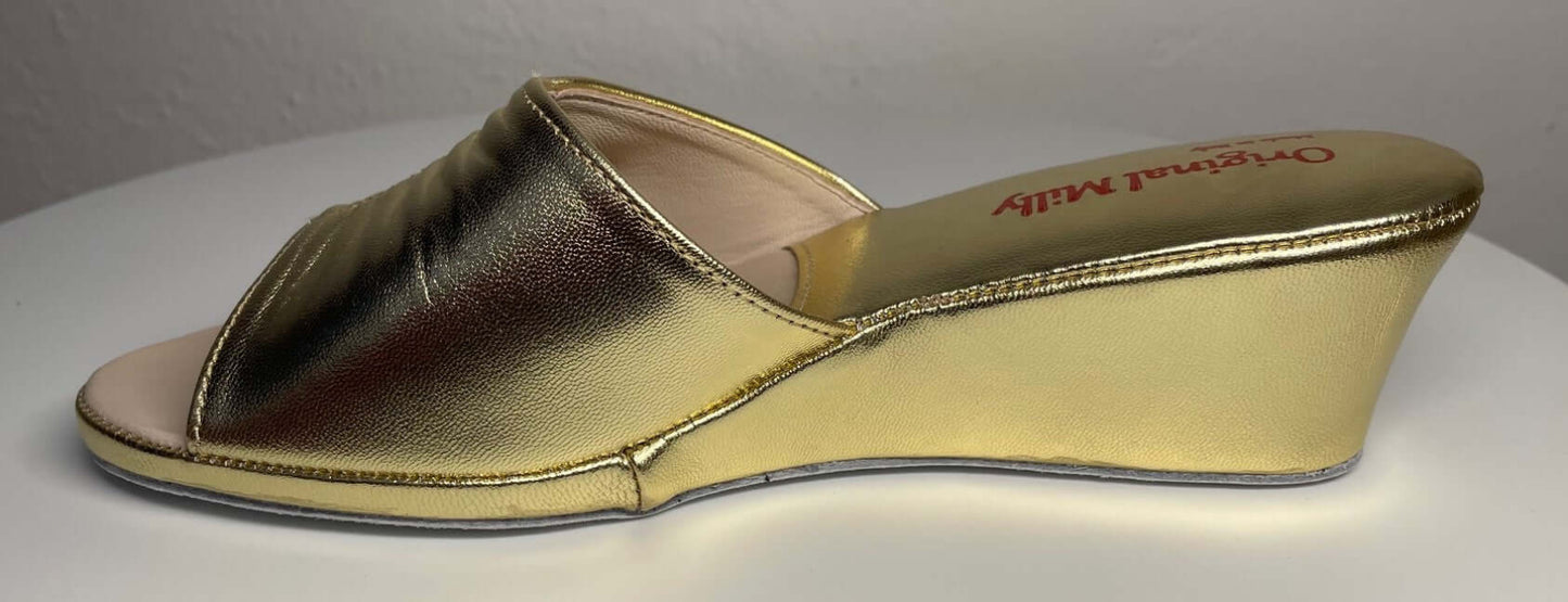 0805 Nappa Oro Suola Bufalo Ciabatte da camera Donna Original Milly Made in Italy