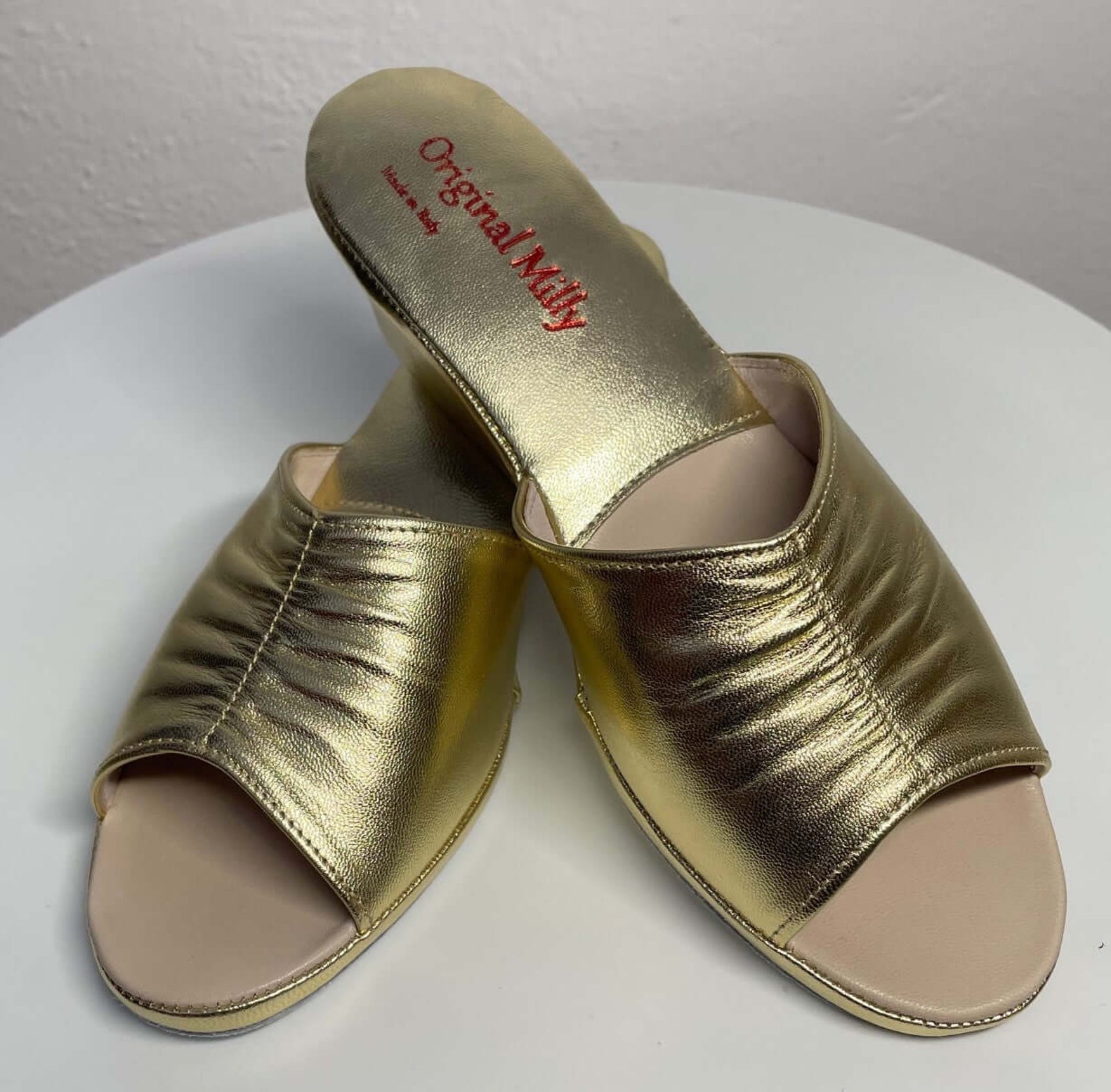 0805 Nappa Oro Suola Bufalo Ciabatte da camera Donna Original Milly Made in Italy
