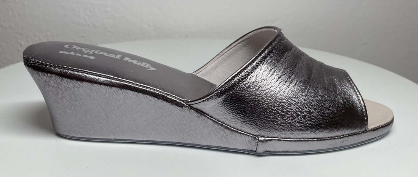 0805 Nappa Piombo Suola Bufalo Ciabatte da camera Donna Original Milly Made in Italy