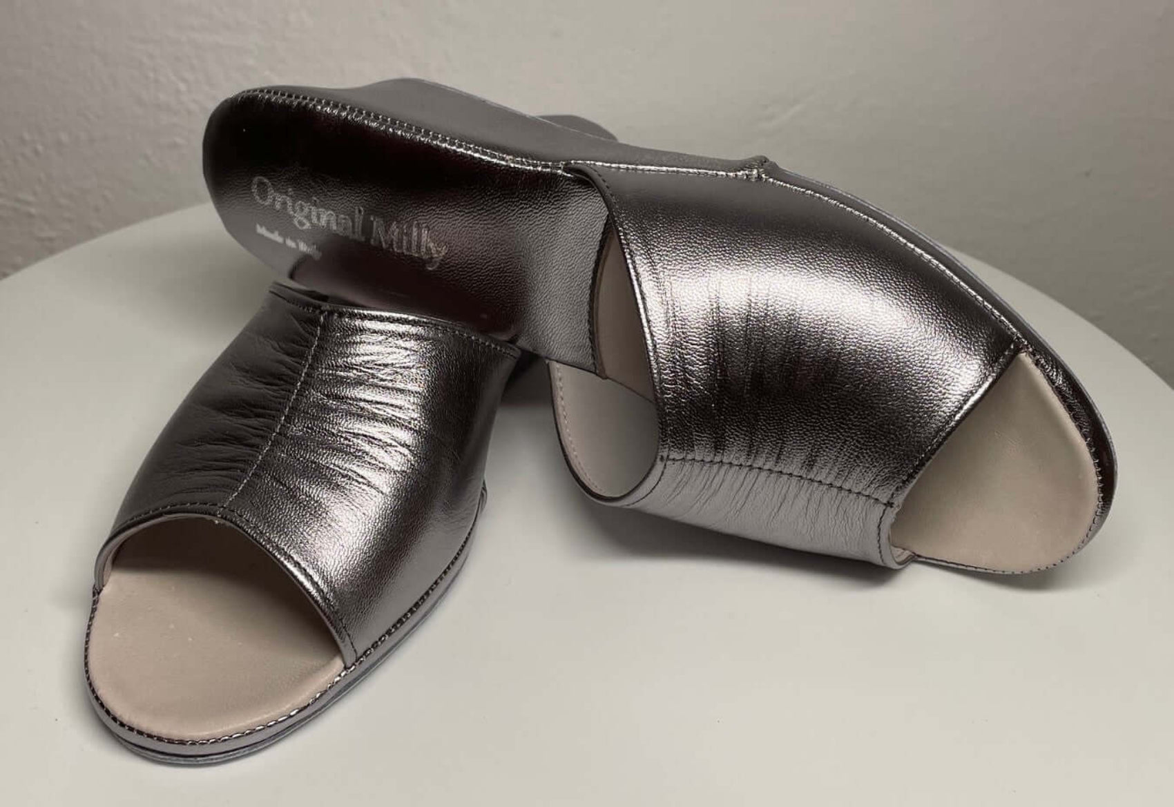 0805 Nappa Piombo Suola Bufalo Ciabatte da camera Donna Original Milly Made in Italy