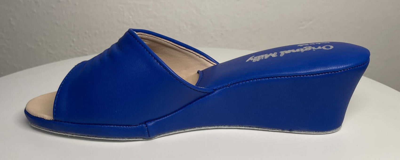 0805 Nappa e Camoscio Blu Suola Bufalo Ciabatte da camera Donna Original Milly Made in Italy