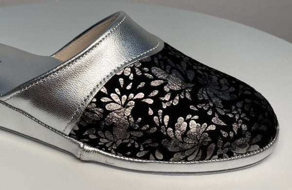 0820 Nappa Argento Suola Bufalo Ciabatte da camera Donna Original Milly Made in Italy