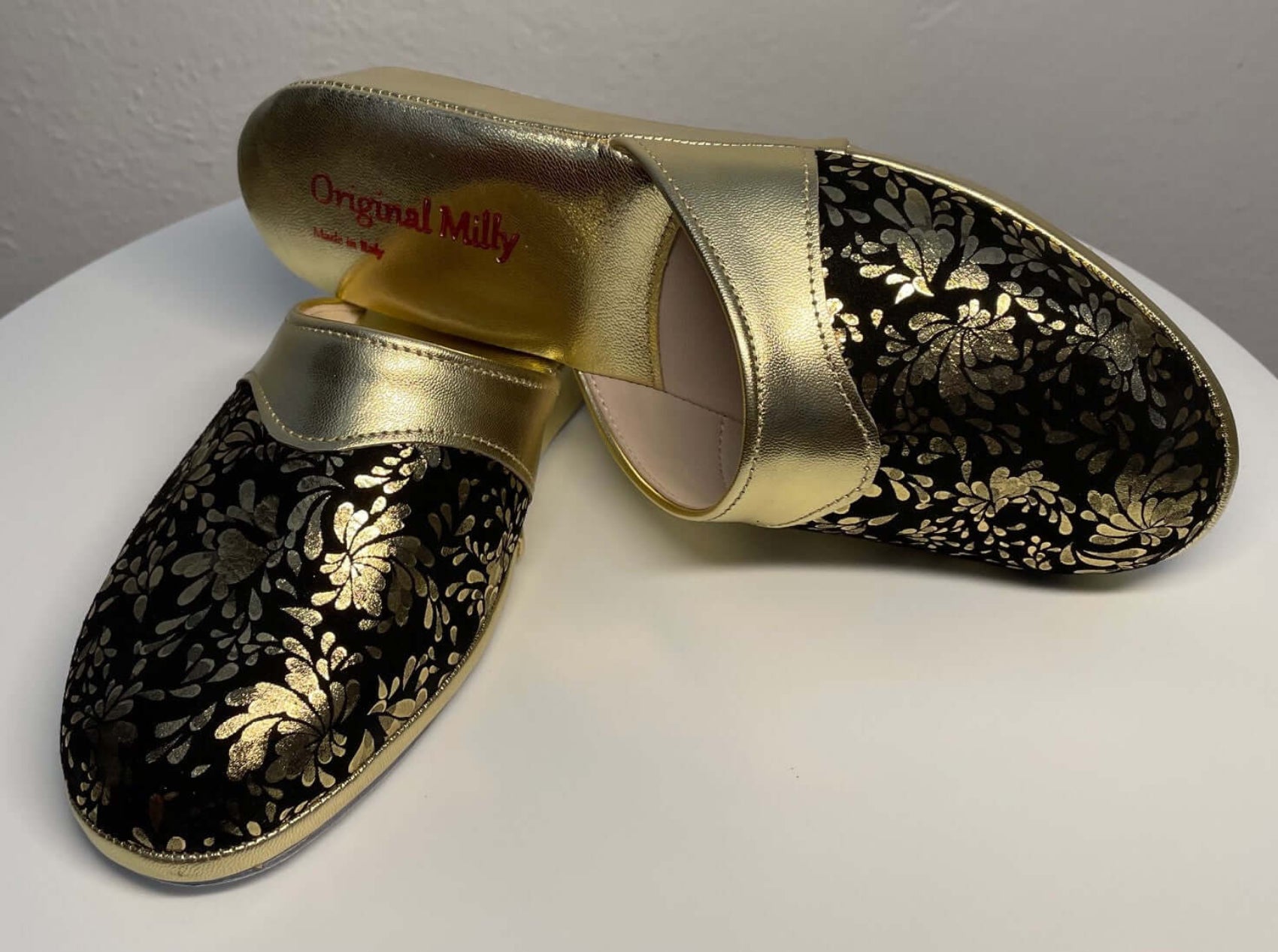 0820 Nappa Oro Suola Bufalo Ciabatte da camera Donna Original Milly Made in Italy