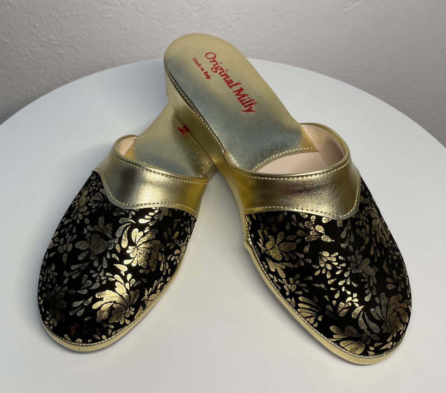 0820 Nappa Oro Suola Bufalo Ciabatte da camera Donna Original Milly Made in Italy