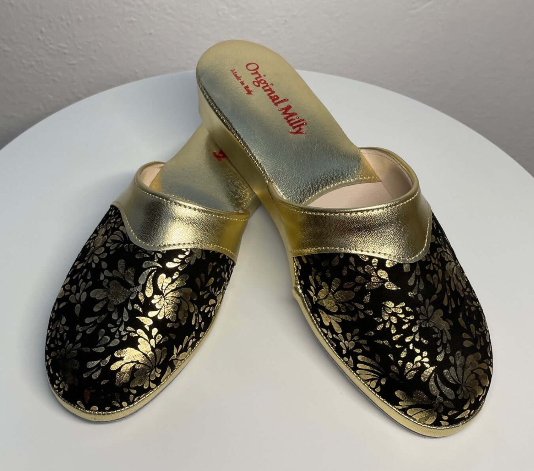 0820 Nappa Oro Suola Bufalo Ciabatte da camera Donna Original Milly Made in Italy