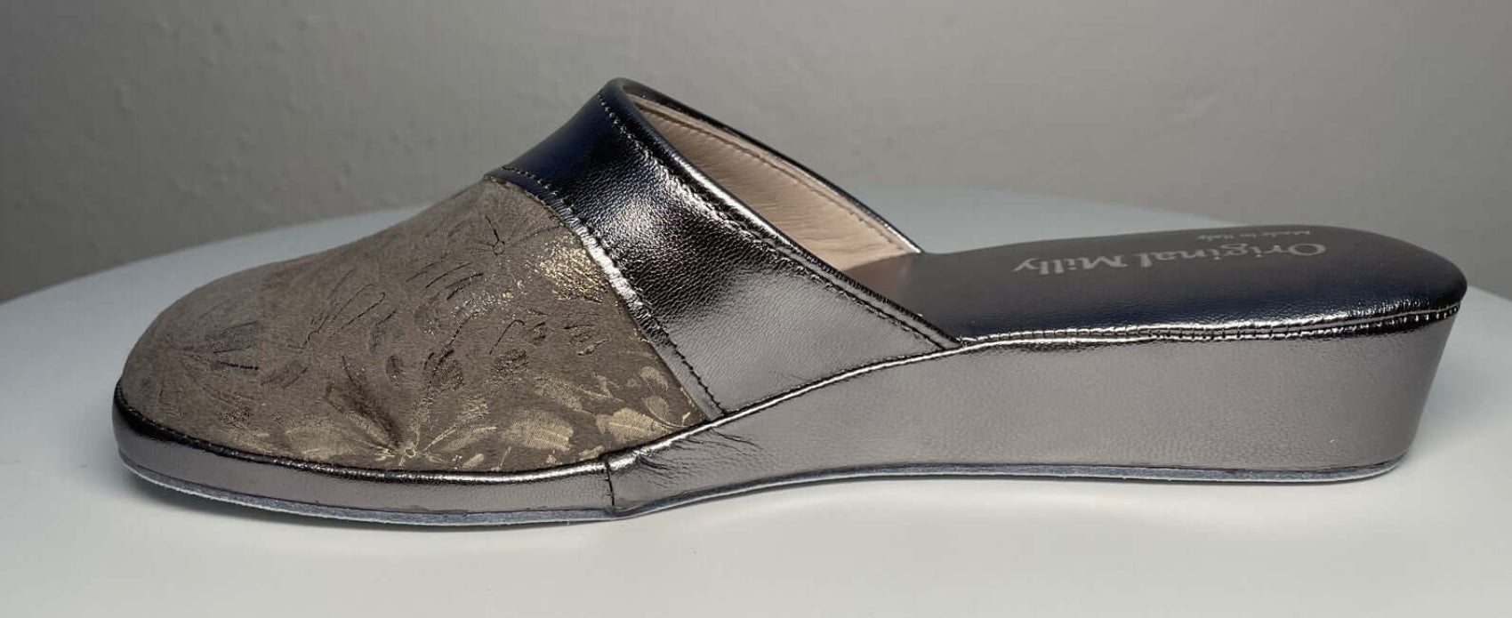 0820 Nappa Taupe Suola Bufalo Ciabatte da camera Donna Original Milly Made in Italy