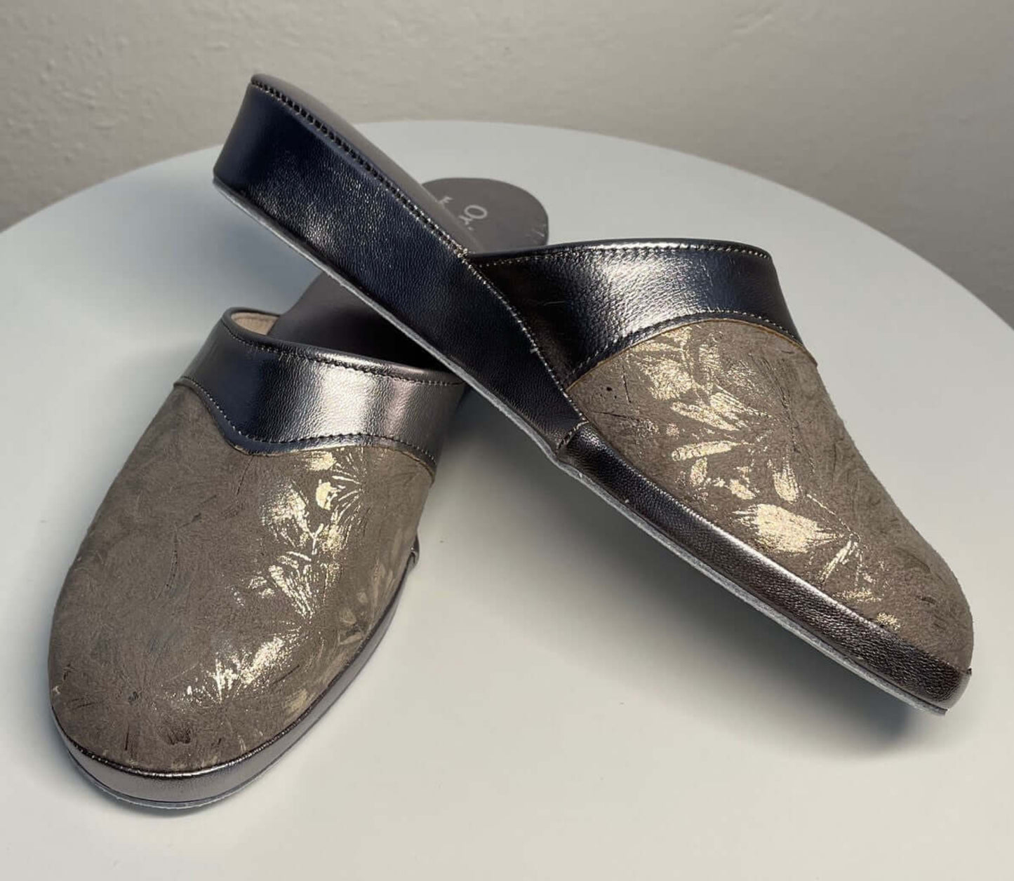0820 Nappa Taupe Suola Bufalo Ciabatte da camera Donna Original Milly Made in Italy