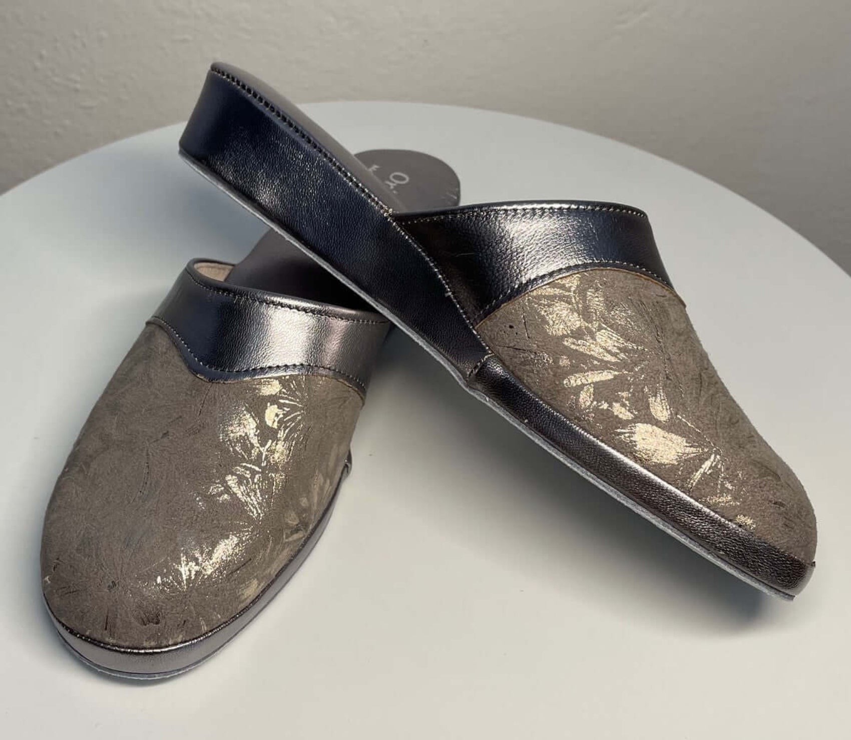 0820 Nappa Taupe Suola Bufalo Ciabatte da camera Donna Original Milly Made in Italy