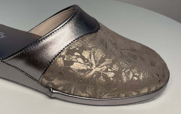 0820 Nappa Taupe Suola Bufalo Ciabatte da camera Donna Original Milly Made in Italy