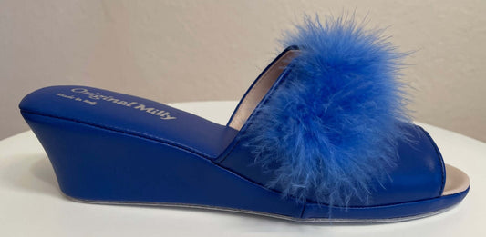 Original Milly 0301 Nappa Blu (PelleTop) Ciabatta da camera Donna
