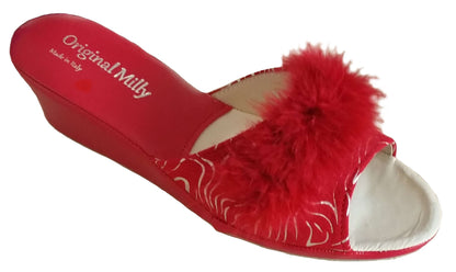 Original Milly 102 Zebrato Rosso (Pelle) Ciabatta da camera donna
