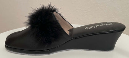 Original Milly 0300 Nappa Nero (PelleTop) Ciabatta da camera Donna