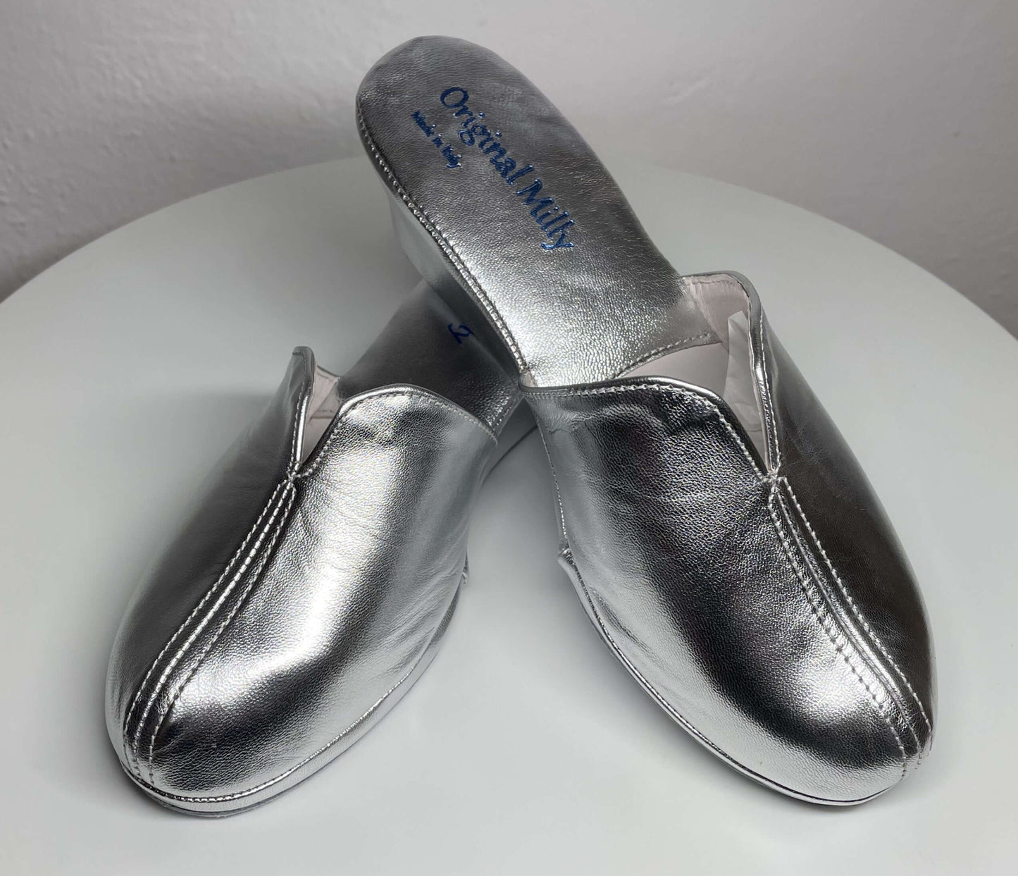 1000 Nappa Argento Suola Bufalo Ciabatte da camera Donna Original Milly Made in Italy