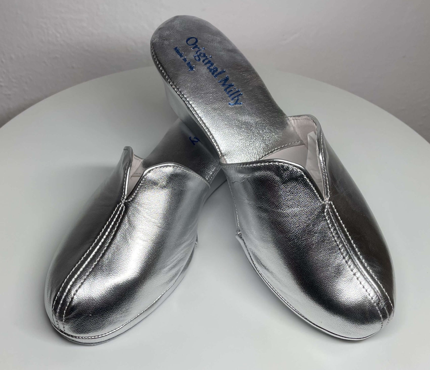 1000 Nappa Argento Suola Bufalo Ciabatte da camera Donna Original Milly Made in Italy