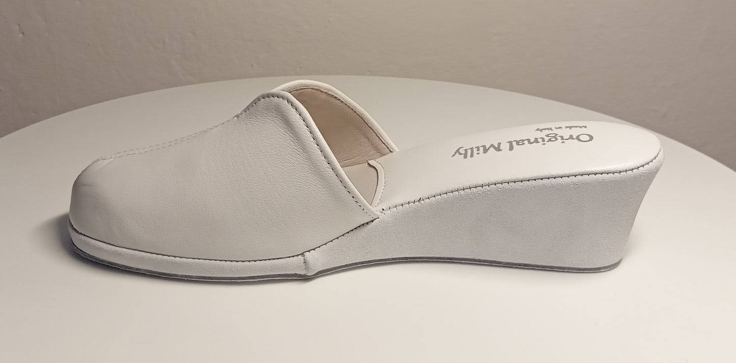 1000 Nappa e Camoscio Bianco Suola Bufalo Ciabatte da camera Donna Original Milly Made in Italy