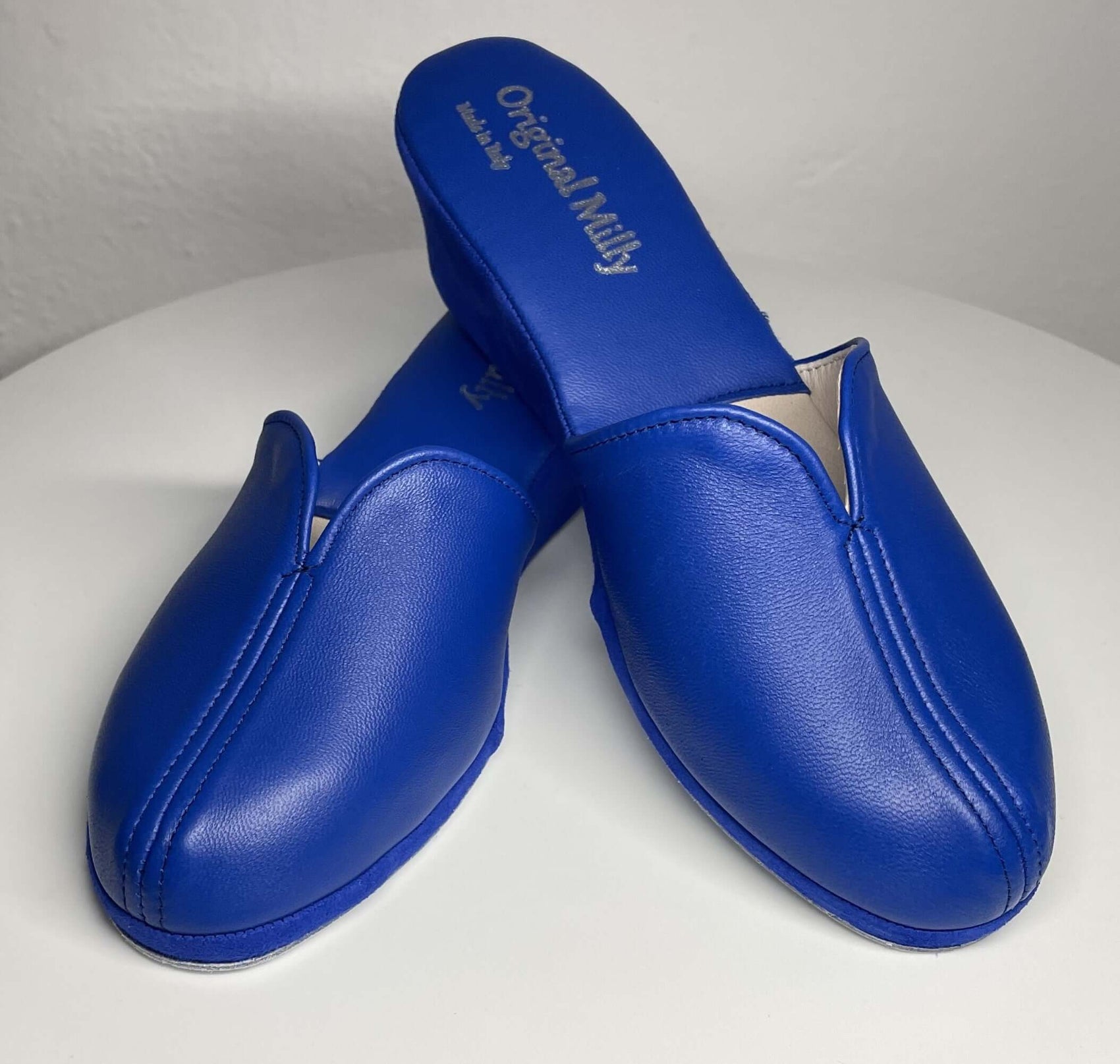 1000 Nappa e Camoscio Blu  Suola Bufalo Ciabatte da camera Donna Original Milly Made in Italy