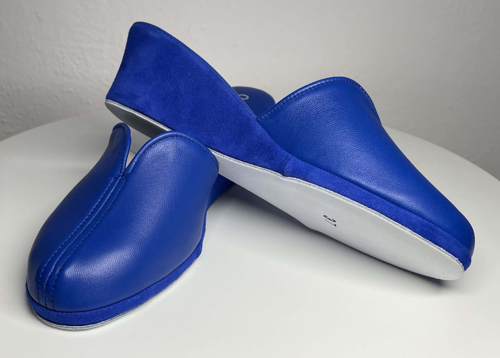 1000 Nappa e Camoscio Blu  Suola Bufalo Ciabatte da camera Donna Original Milly Made in Italy