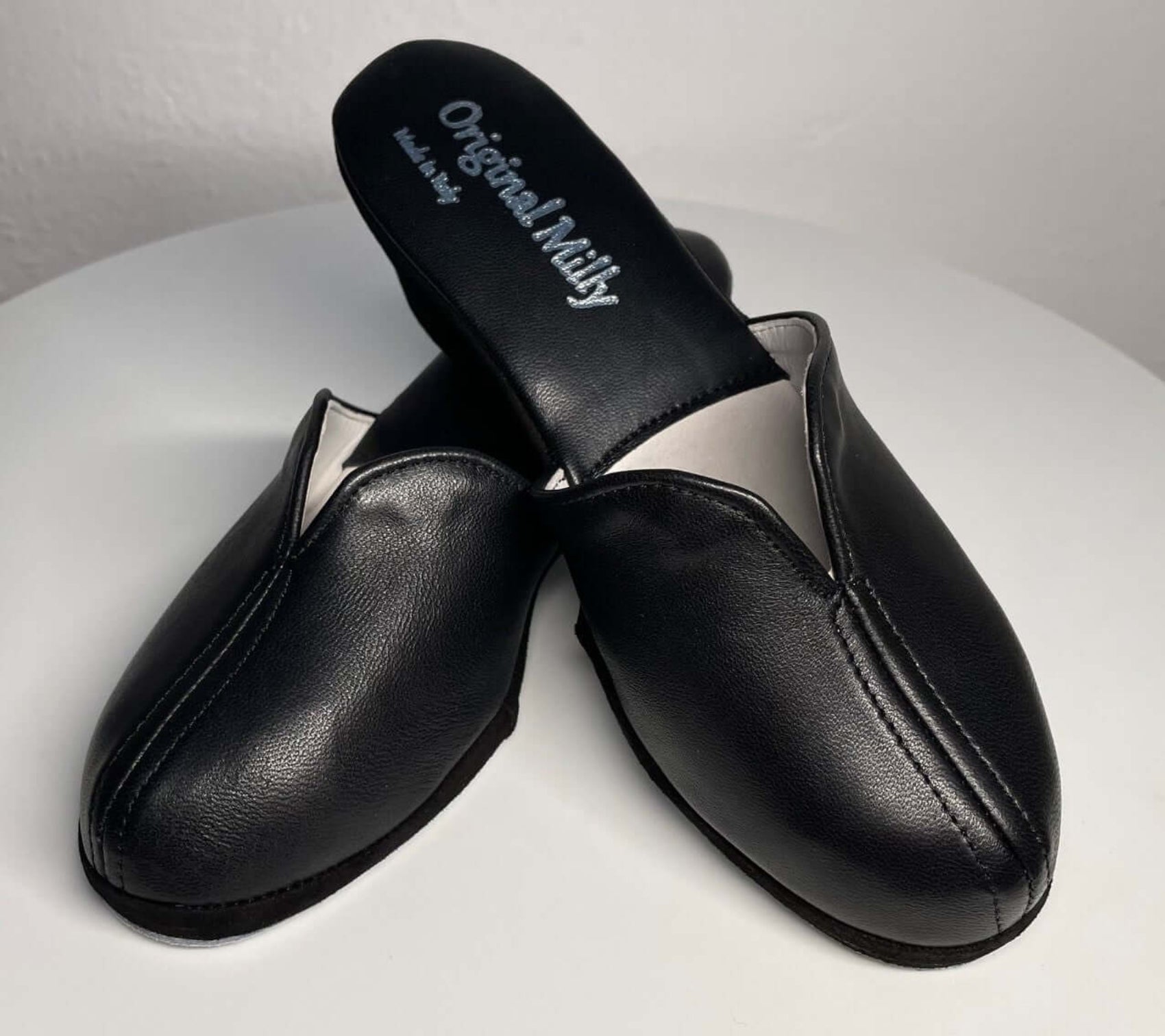 1000 Nappa e Camoscio Nero Suola Bufalo Ciabatte da camera Donna Original Milly Made in Italy
