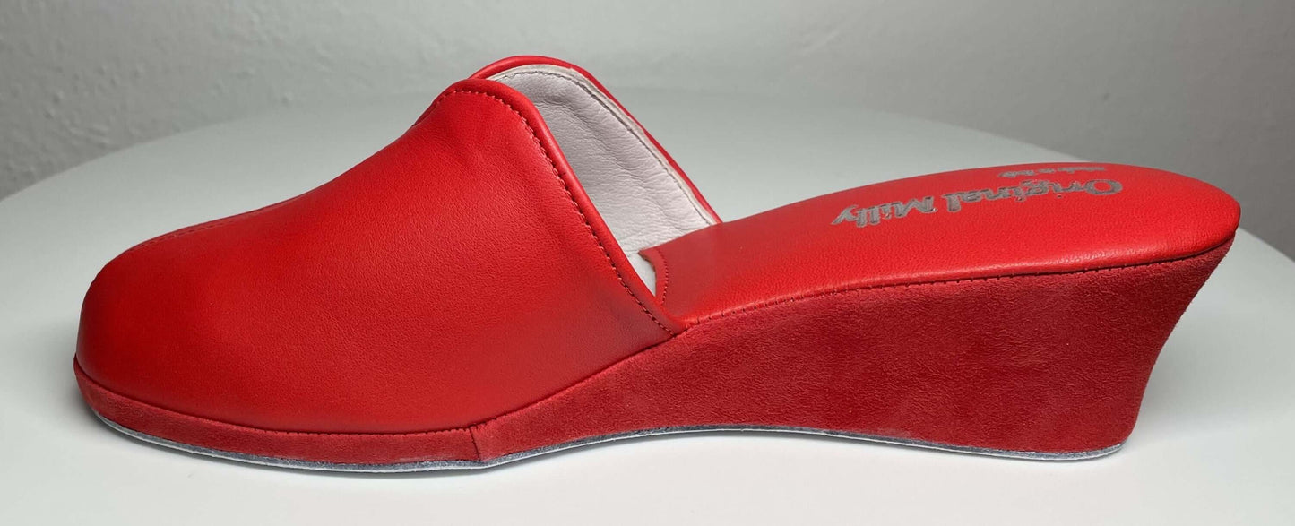 1000 Nappa e Camoscio Rosso Suola Bufalo Ciabatte da camera Donna Original Milly Made in Italy