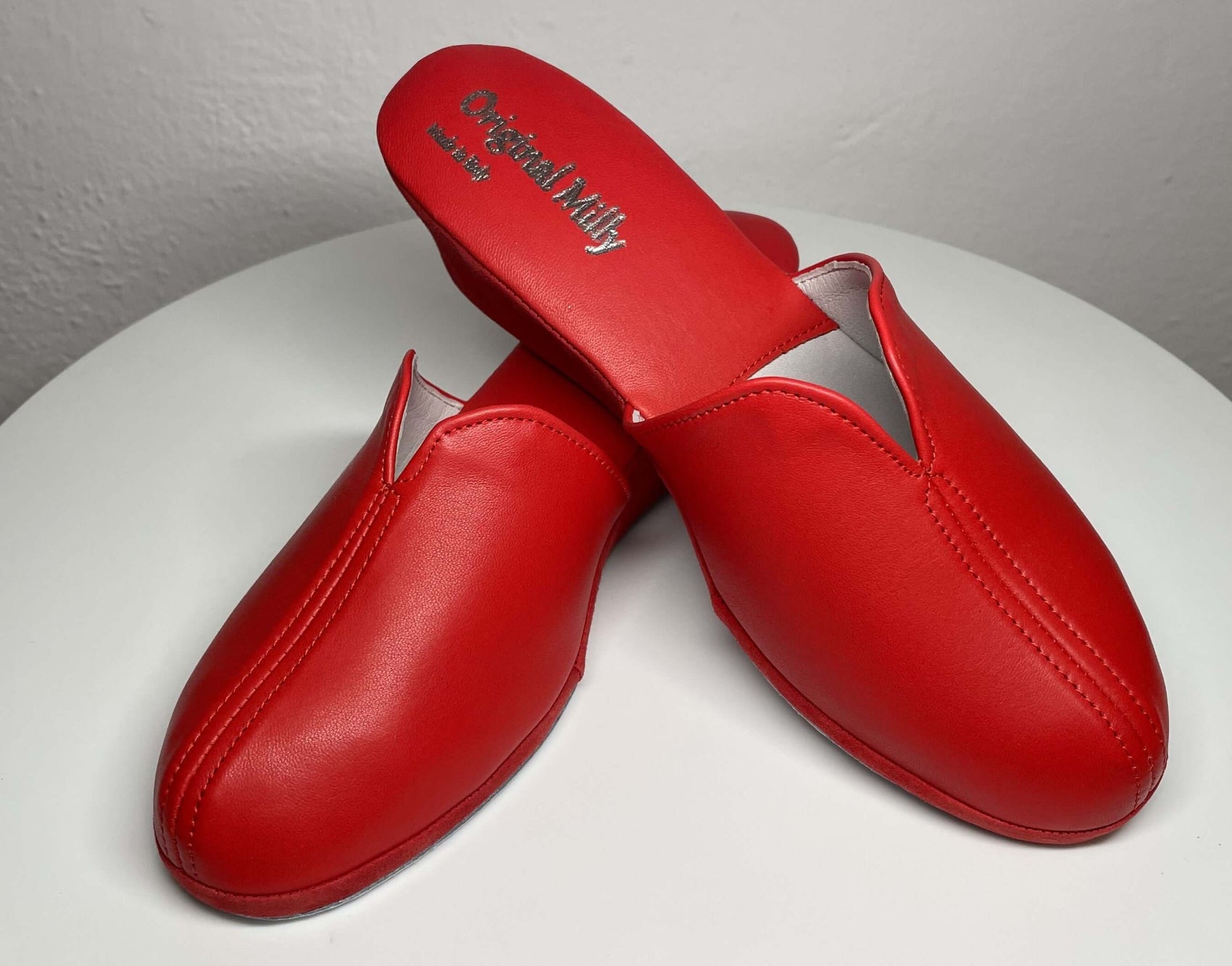 1000 Nappa e Camoscio Rosso Suola Bufalo Ciabatte da camera Donna Original Milly Made in Italy