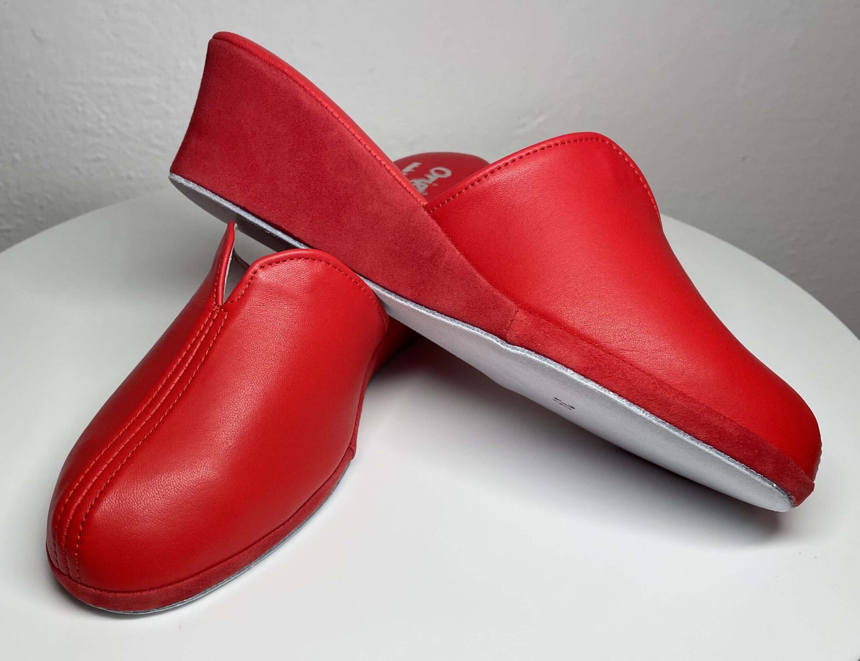 1000 Nappa e Camoscio Rosso Suola Bufalo Ciabatte da camera Donna Original Milly Made in Italy