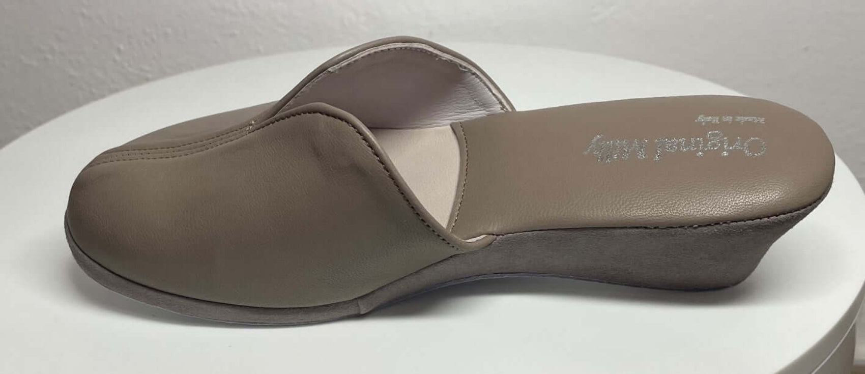 1000 Nappa e Camoscio Taupe Suola Bufalo Ciabatte da camera Donna Original Milly Made in Italy