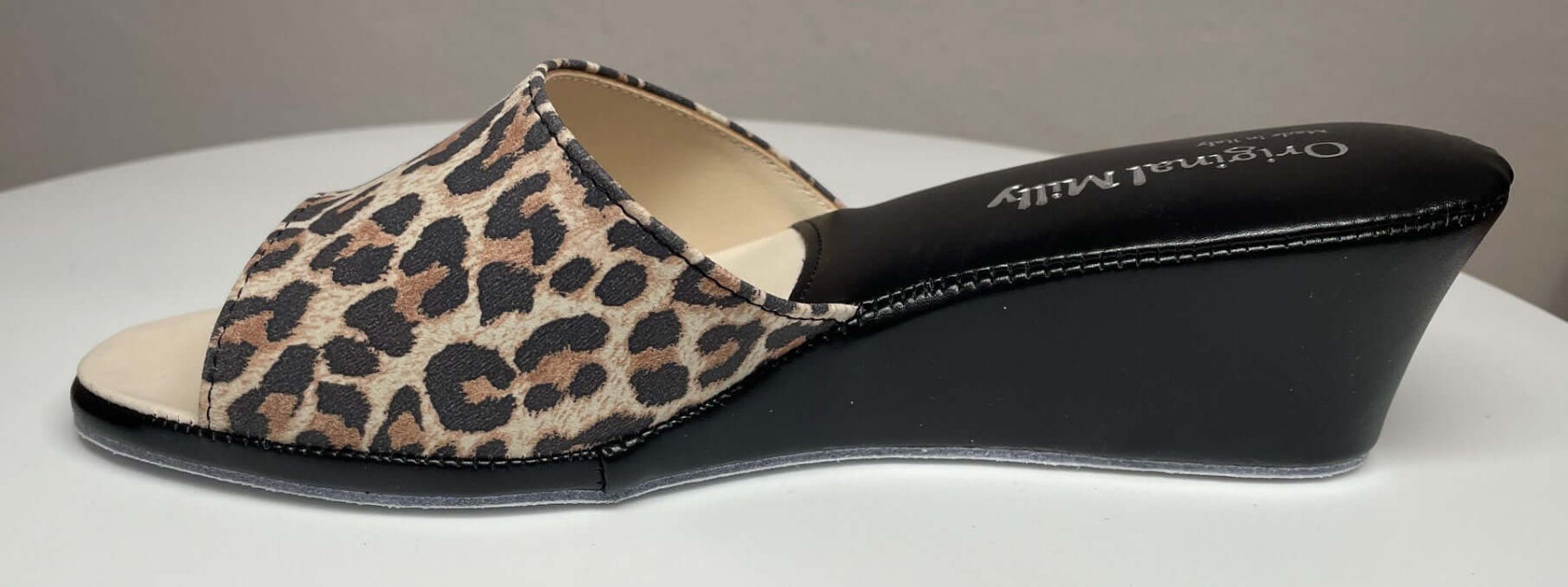 103 Camoscio Leopardo Suola Bufalo Ciabatte da camera Donna Original Milly Made in Italy